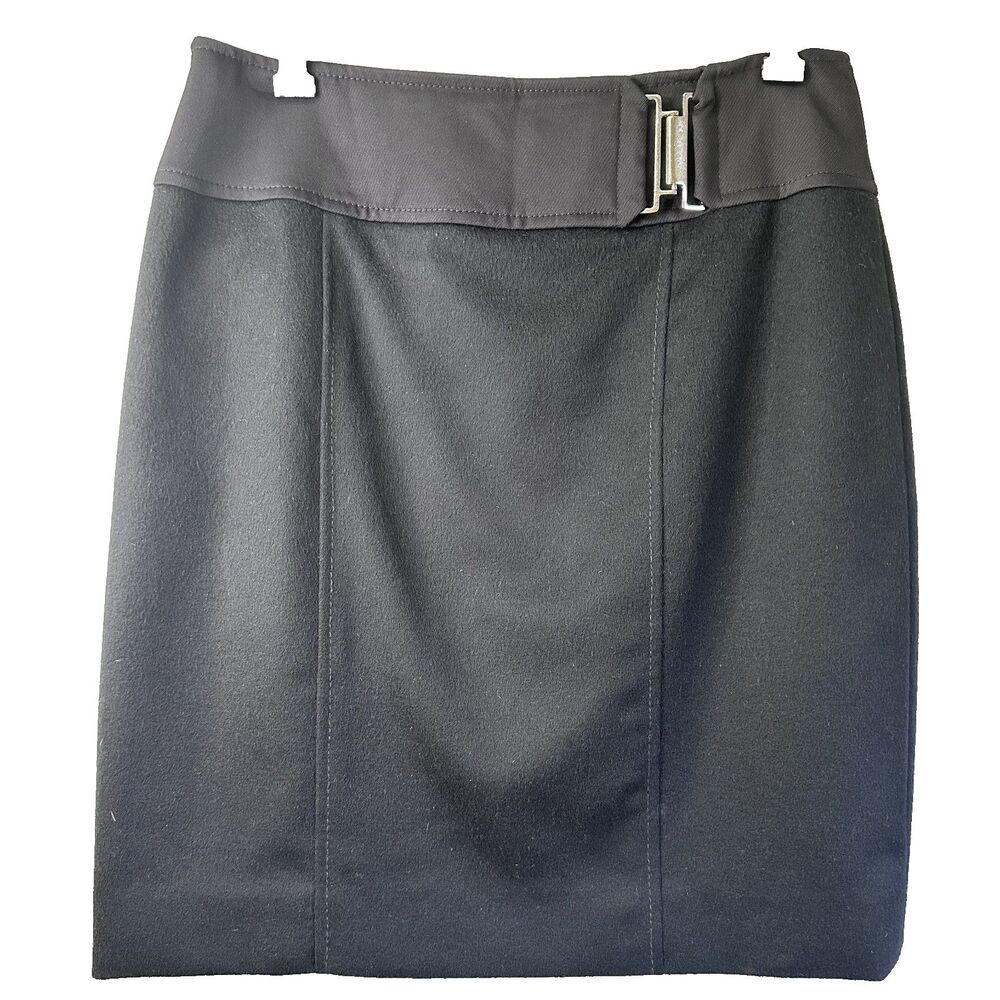 Carlisle Black Wool/Cashemere Blend A-line Knee-Length Lined Skirt Sz 8